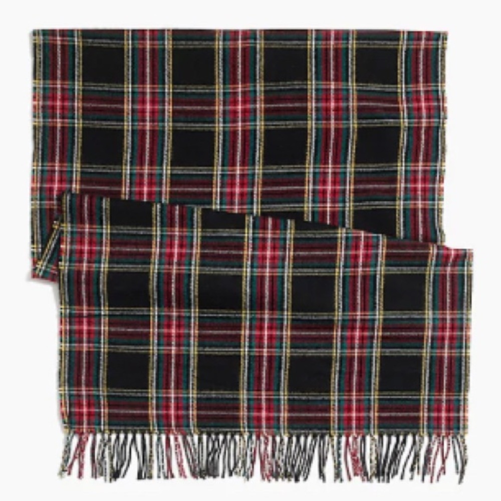 J. Crew Factory Black Plaid Blanket Scarf NWT